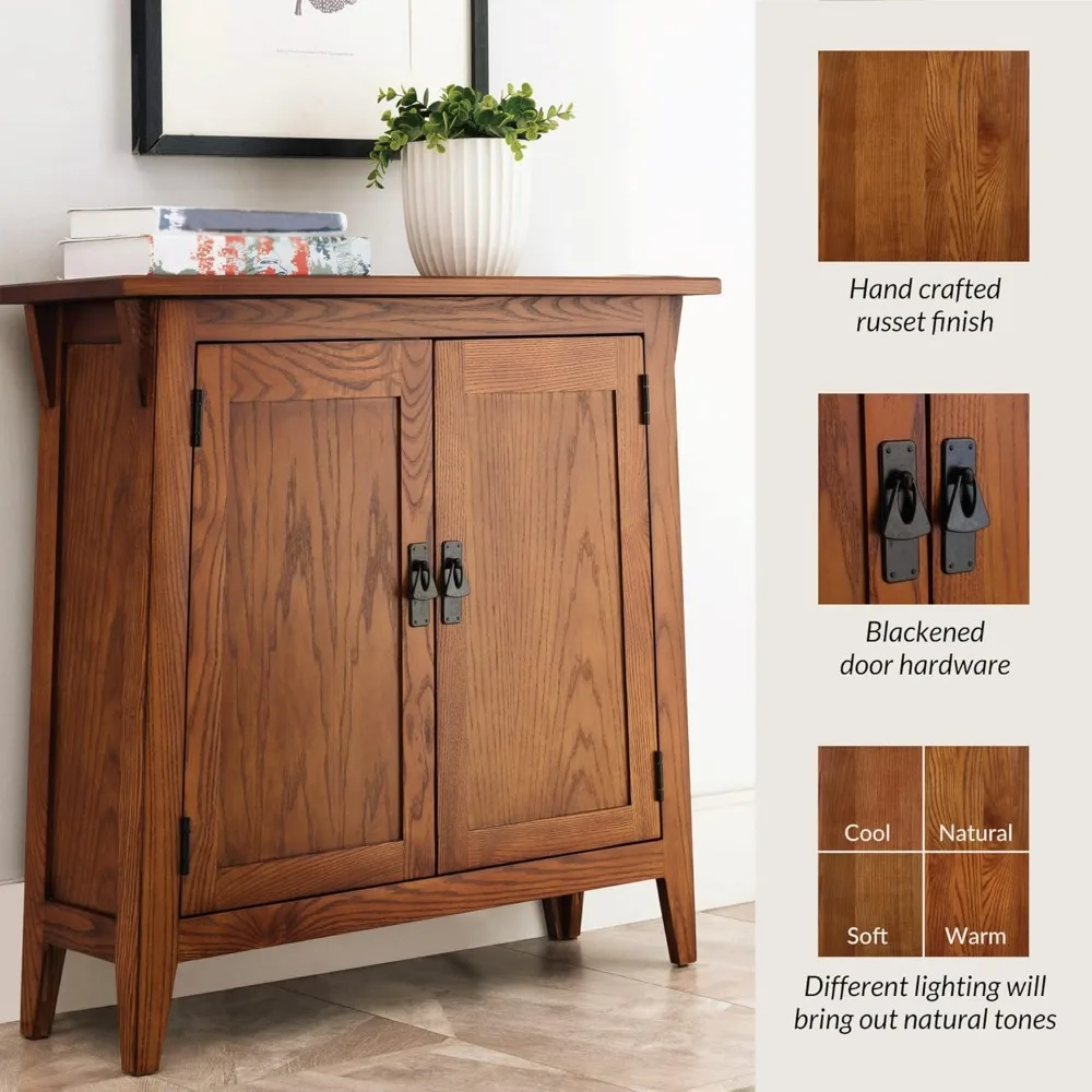 10001-RS Mission Foyer Cabinet Hall Stand, Made with Solid Wood, for Living Rooms, Entryway, Office, Rich Russet Finish