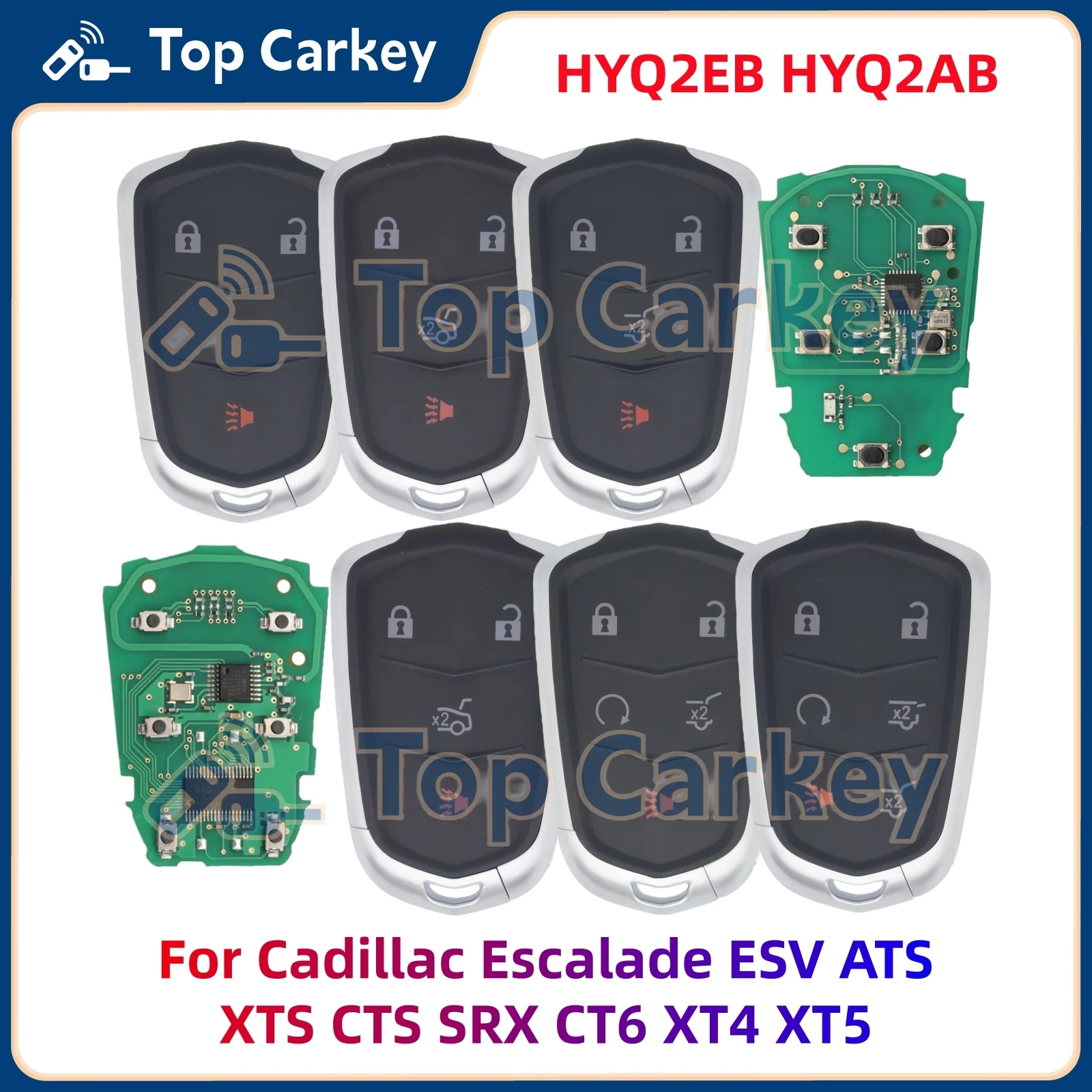 TopCarkey HYQ2EB HYQ2AB Remote Key Fob ID46 Chip 315/433MHz for Cadillac Escalade ESV ATS XTS CTS SRX CT6 XT4 XT5