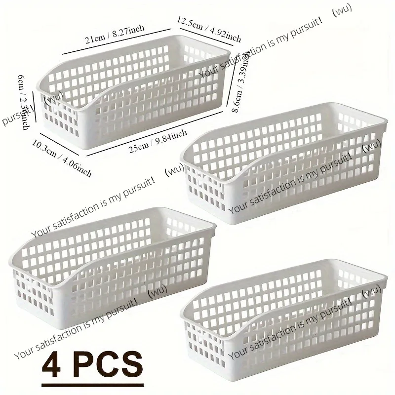 4-piece stackable storage basket set, multi-functional plastic finishing box,
