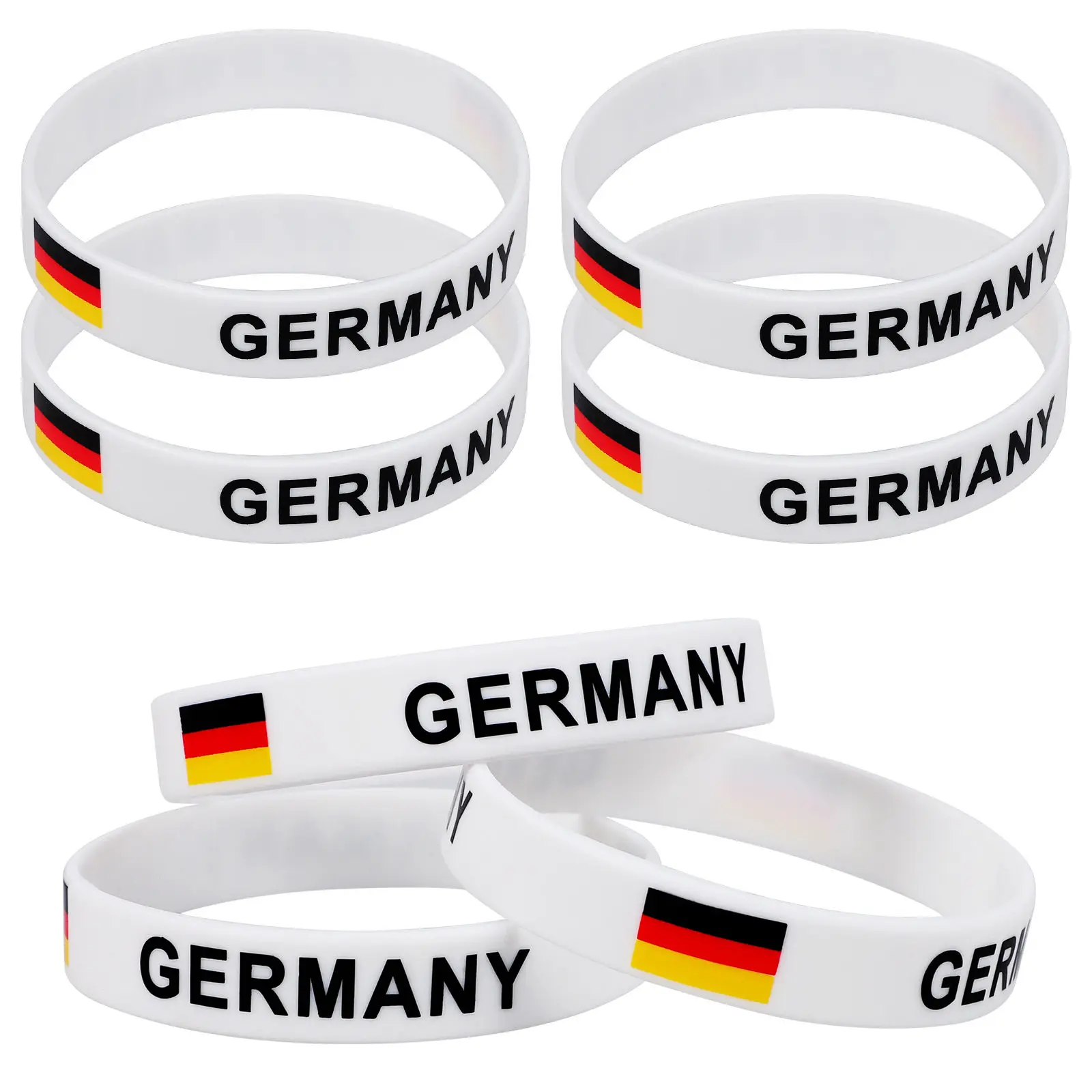 10Pcs Eco-Friendly Silicone Country Wristbands Flag Printed Sports Bracelets Cheer Football Match Accessories Fans Game