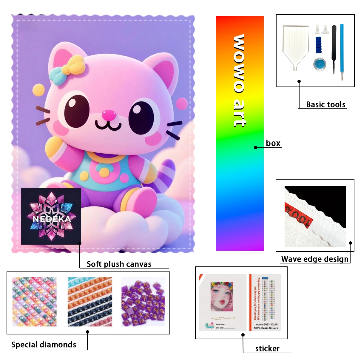 

【NEDEKA_ Diamond Art】Cute 3D Kitten AB Rhinestone FD Rhinestone Perfect Resin Diamond