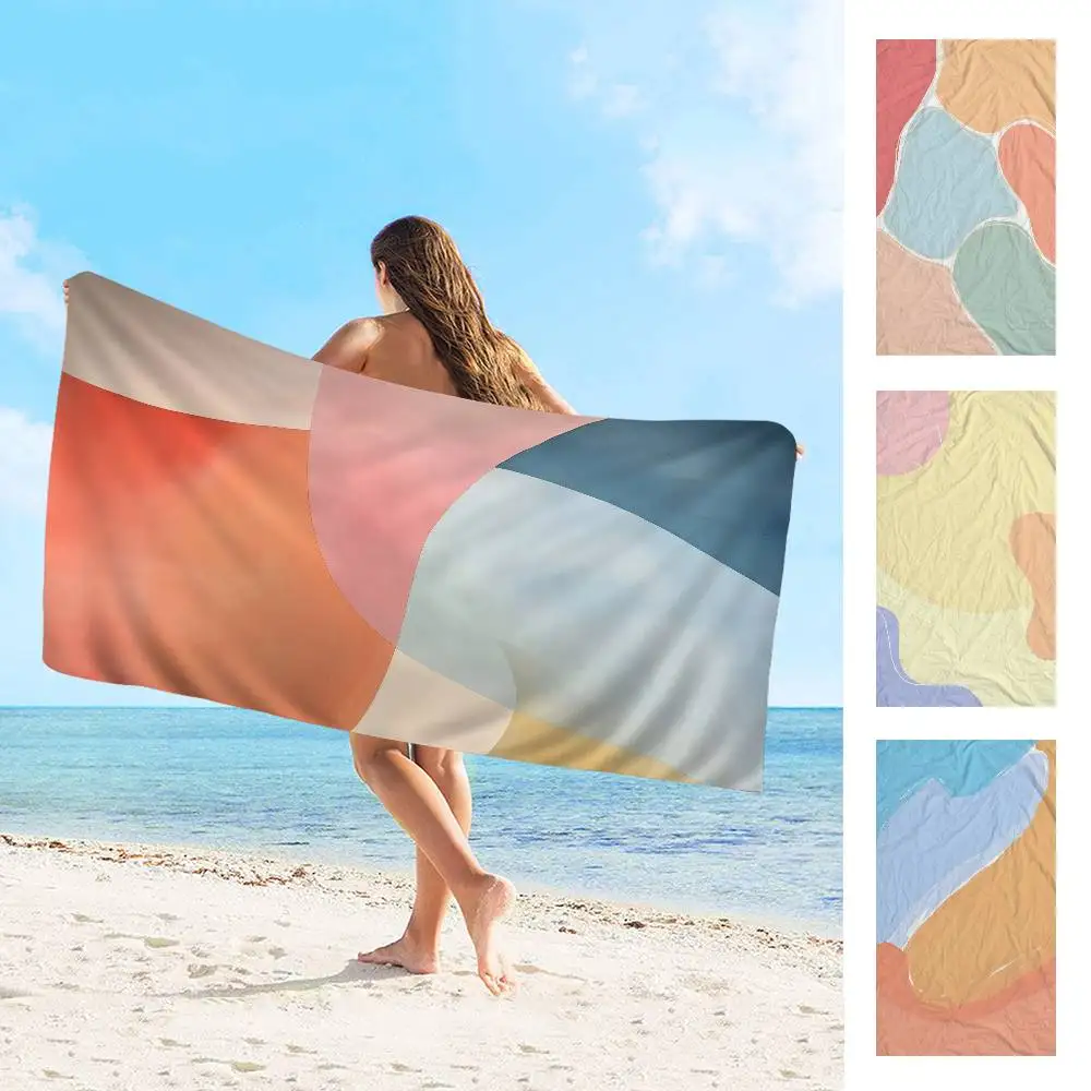 Moderne microvezeldeken in Scandinavische stijl, sneldrogende strandhanddoeken, extra groot bedrukt, superabsorberende zwembadhanddoekdeken