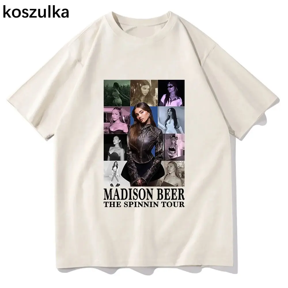 Madison Beer The Spinnin Tour T Shirts Funny Women Sweatshirt Vintage Summer Cotton Tops Harajuku Short Sleeve T Shirt Unisex