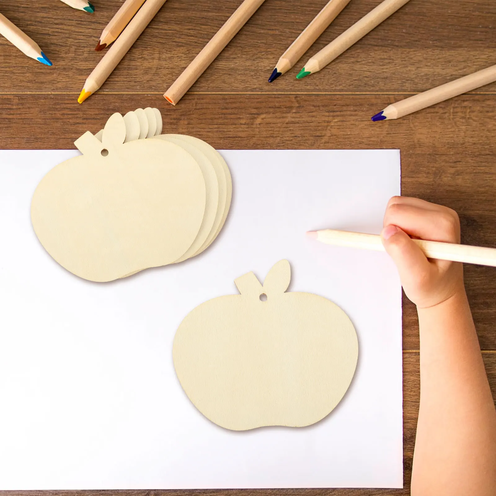 

Blank Wood Pieces Apple Shape Cutouts 1 Set Unfinished DIY Wooden Slices for Home Decor Family Lover Crafts