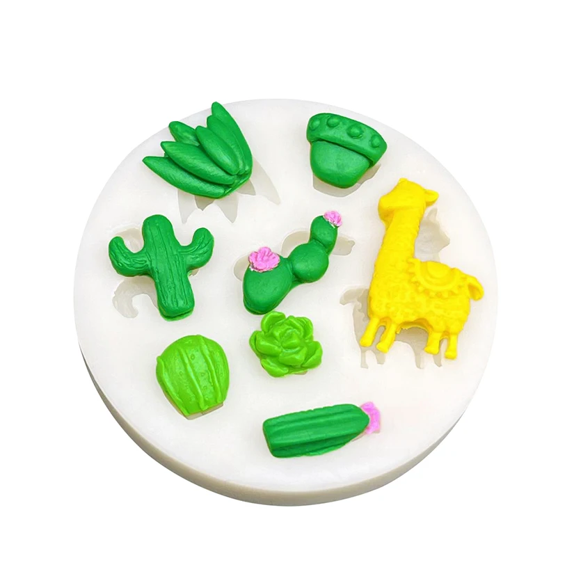 Succulent Plants Alpaca Silicone Sugarcraft Mold Resin Tools Cupcake Baking Mould Fondant Cake Decorating Tools