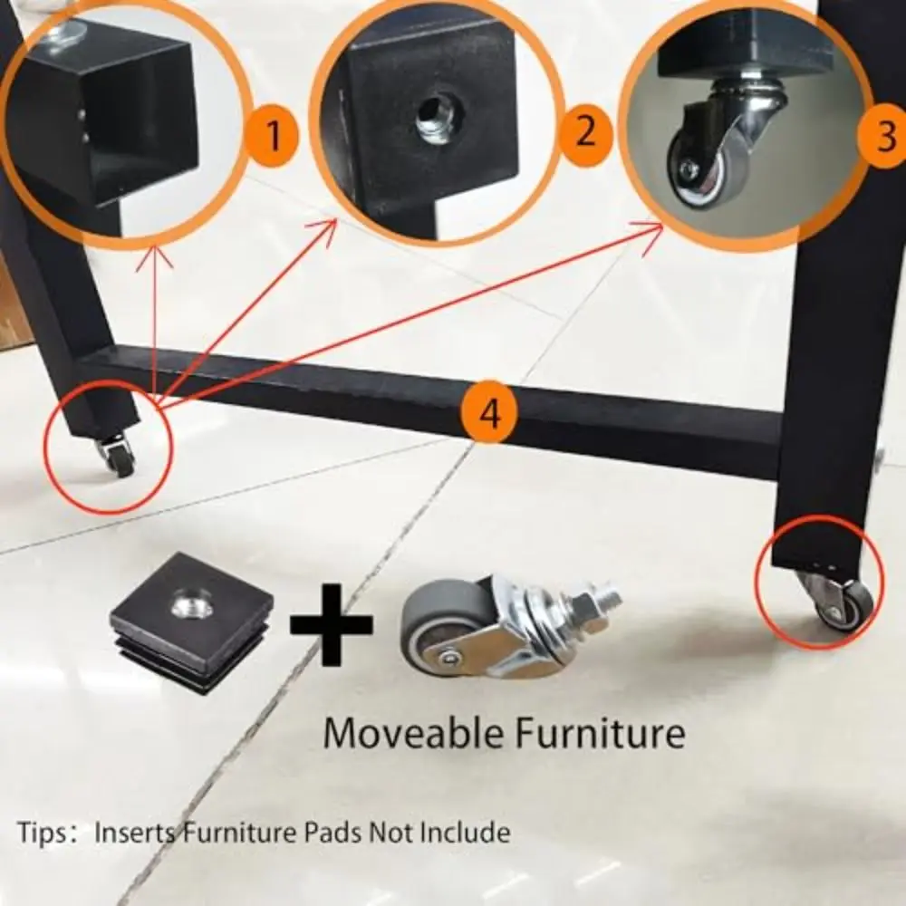 Metal Top Casters Wheels TPR Rubber Threaded Stem Furniture Casters Ball Bearings Soft Rubber Stem Caster Wheels Cabinet