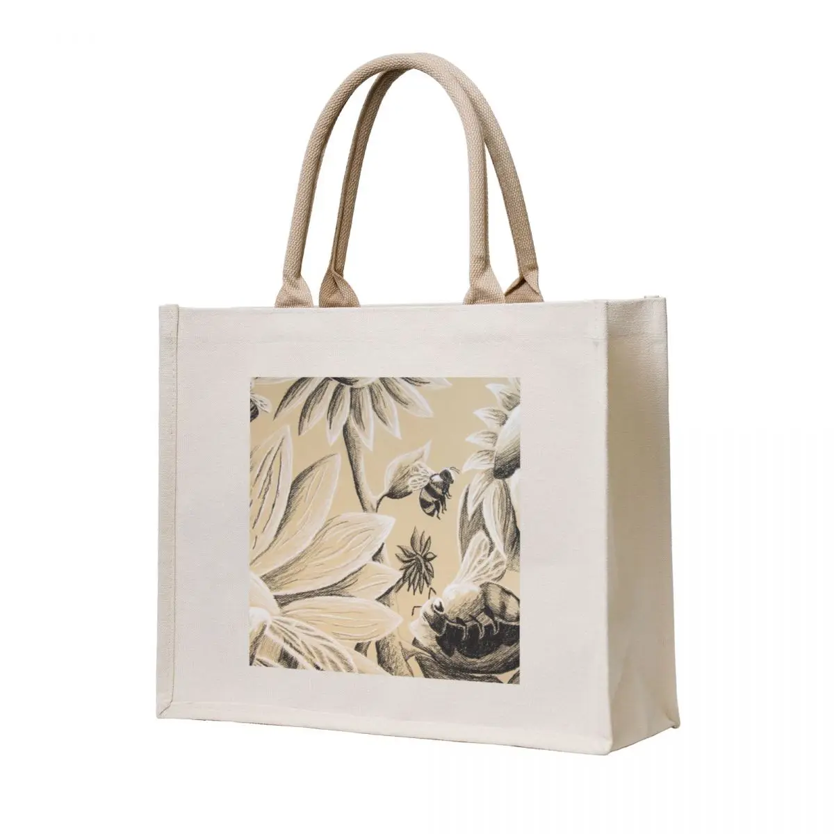 

Flowers and Bees Tote Bag supermarket folding bag shopper bag women canvas Beach Gift