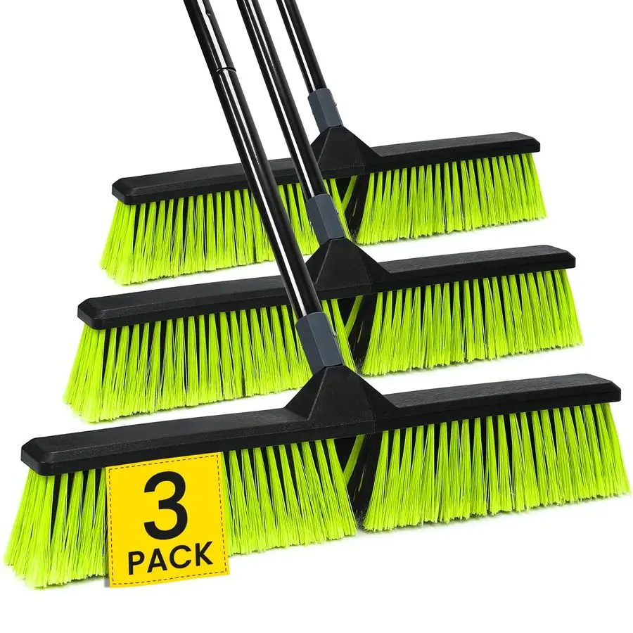 

PK 24 Push Broom Outdoor, Heavy Duty Broom with 63 Long Handle, Shop Garage Broom with Stiff Bristle for Indoor Outdoor Floor Cl