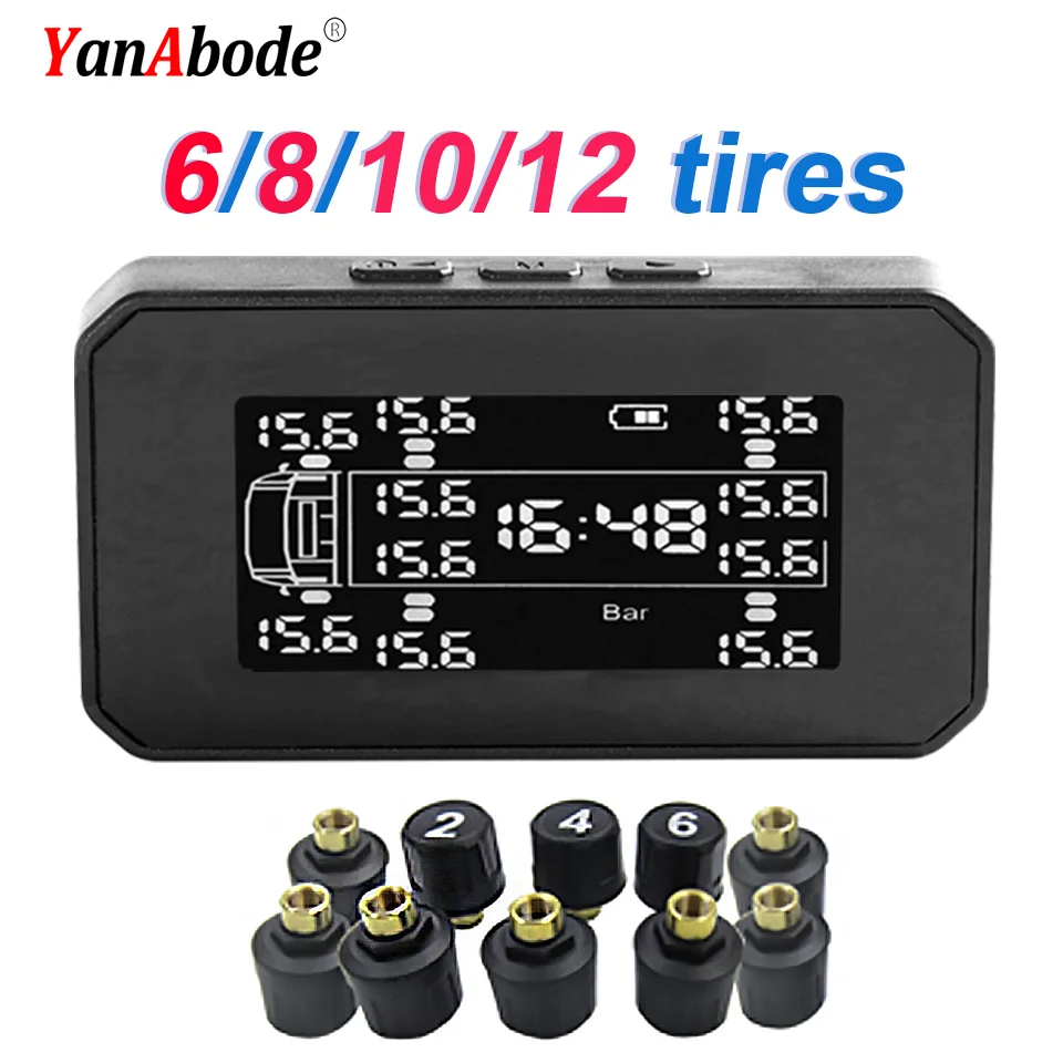 

Внешний датчик хлеба 6, 8, 10 и 12 колес, монитор давления в шинах на солнечной энергии для грузовиков, автоматический монитор давления в шинах