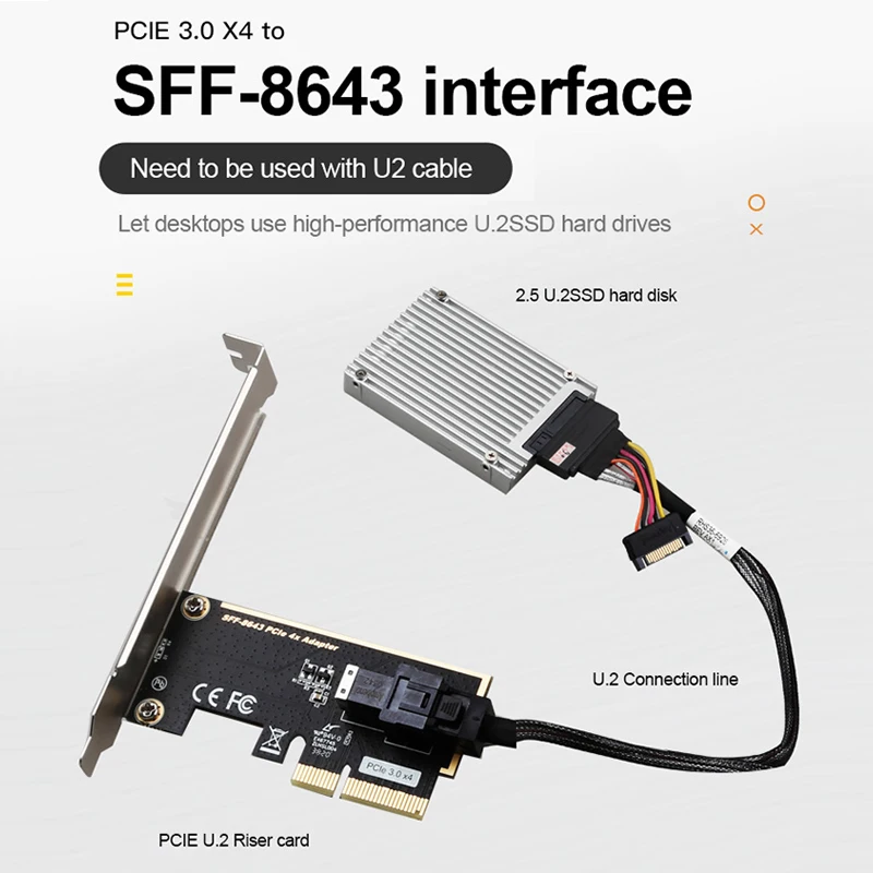 لعبة U.2 توسيع ، بطاقة PCIe x4 إلى ، محول بطاقة الناهض ، وحدة تحكم بطاقة PCI E Sata ، محول PCI-E لسطح المكتب