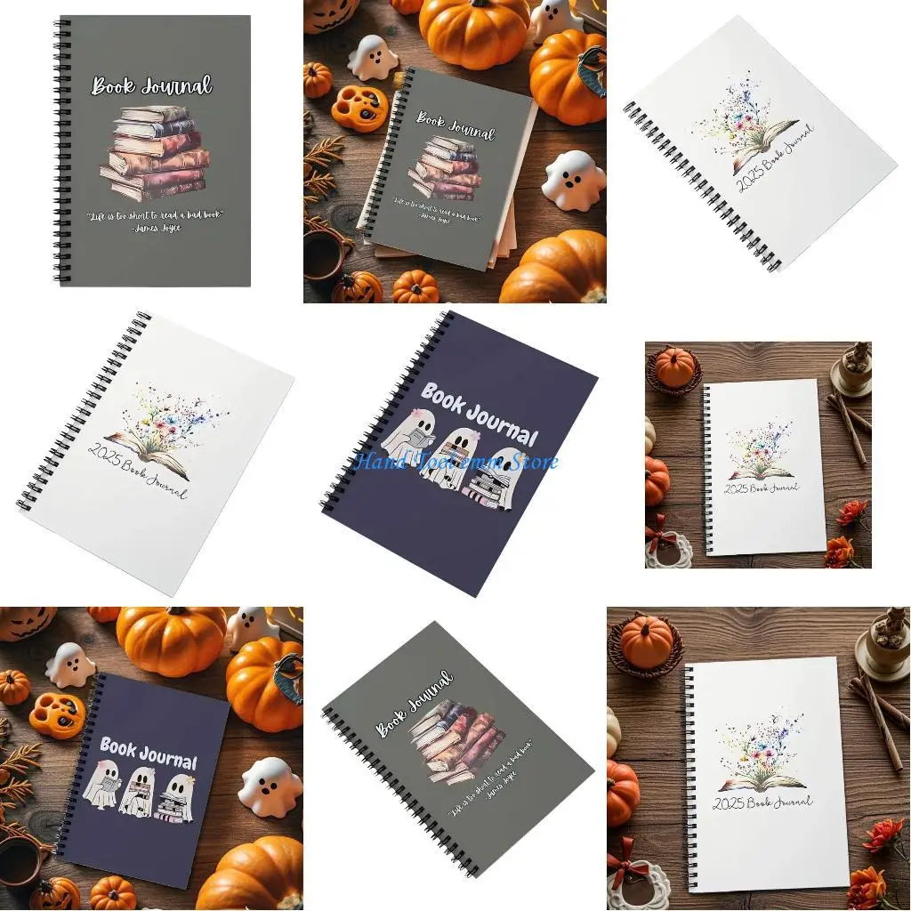 

H37F Halloween Planner Reading Tracking Journal Portable Twin Coil Binding Notebook