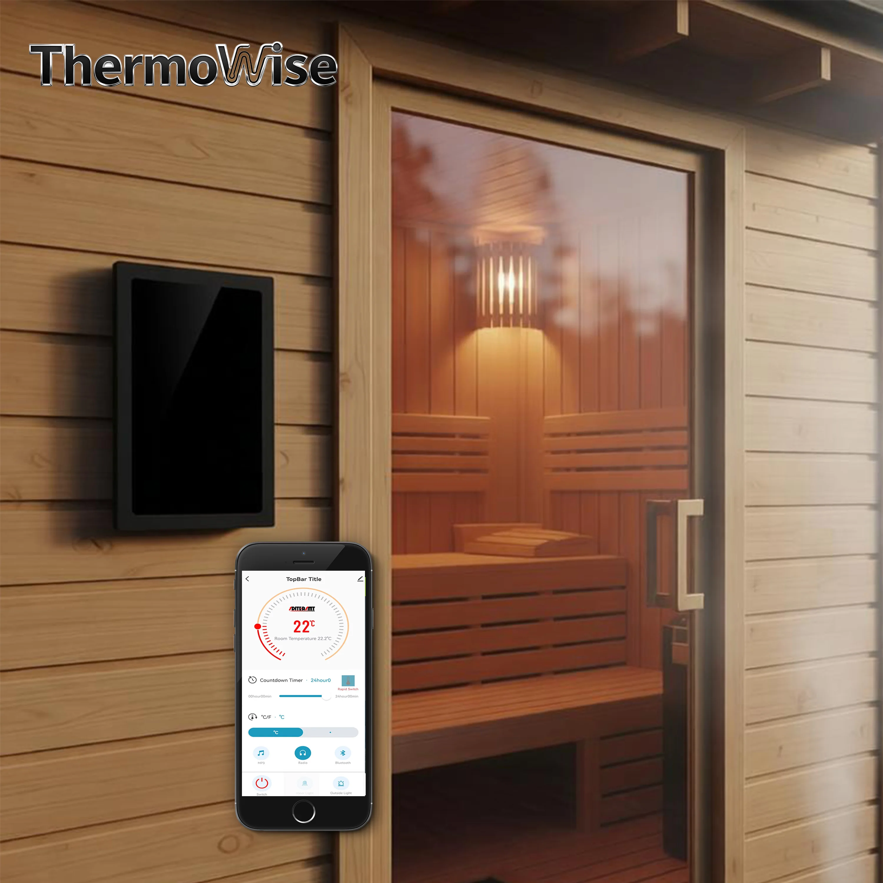 Kit de Control de Calefacción para Sauna con WIFI, Bluetooth y Música, Panel de Interruptores Multifuncional de 220V/380V, Ajuste de Temperatura para Sala de Sauna