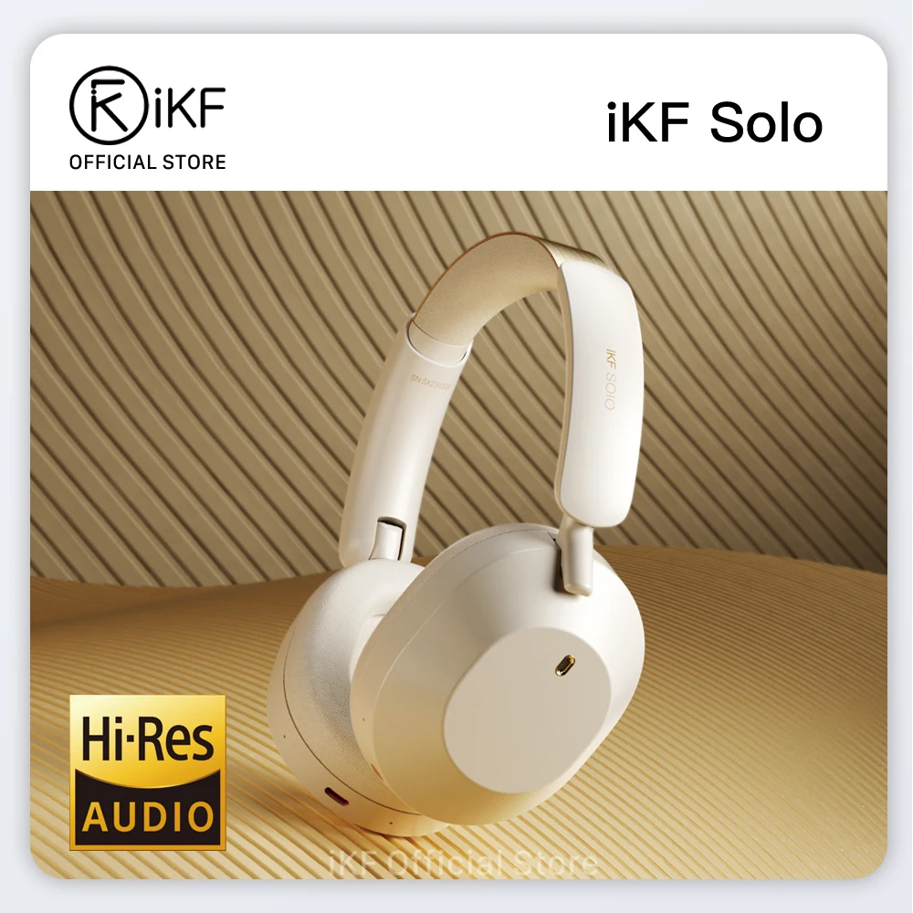 iKF Solo Over-ear Headphones Bluetooth Active Noise Cancellation Wireless Headset Battery Life 130 Hours for Android/iOS