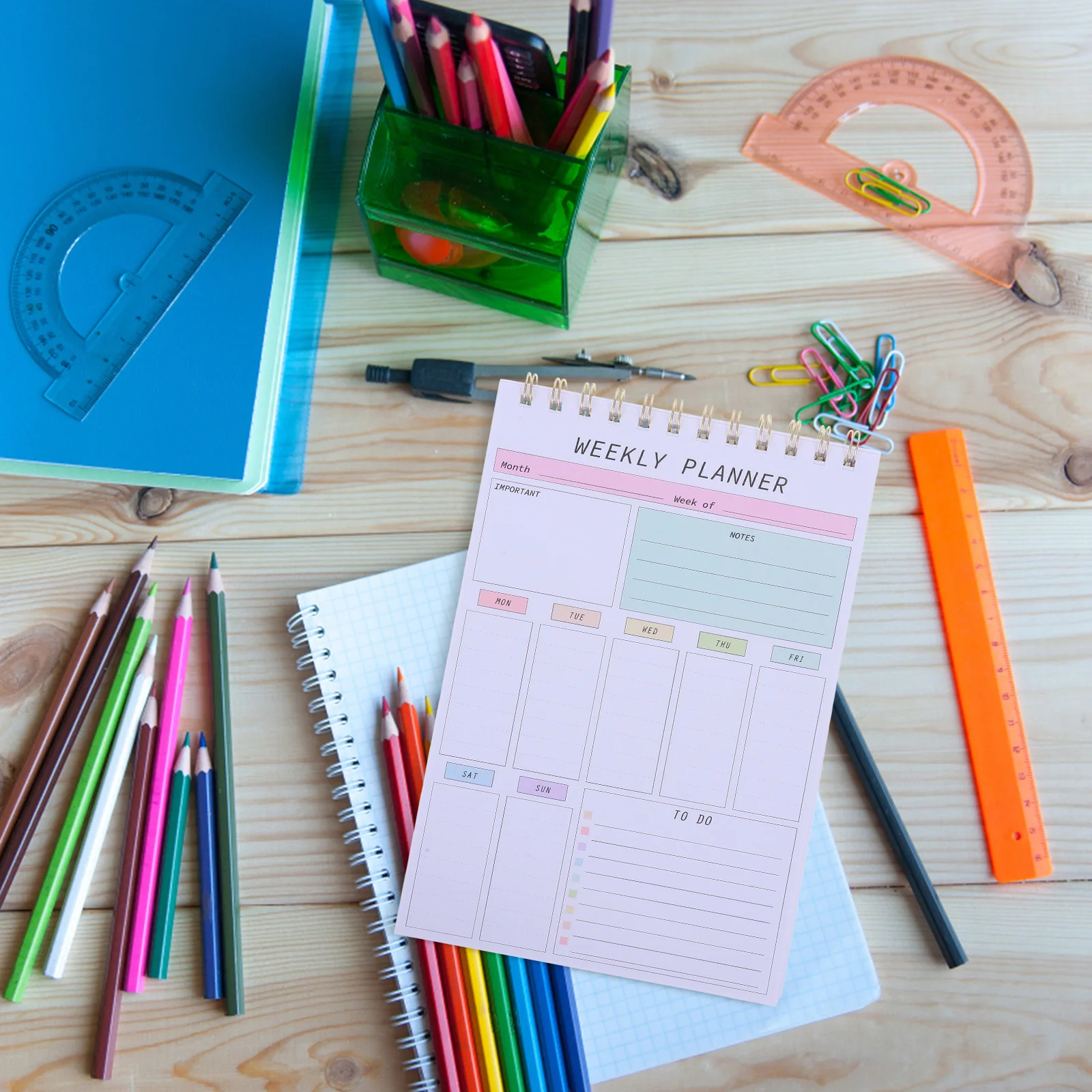

Weekly Notepad Spiral Weekly Planning Pad Desktop Task Tracking Notepad For Home School Undated Planner Notebook