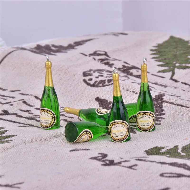 10pcs Prosecco Resin champagne Bottle Charms for Earring DIY Fashion Jewelry Accessories