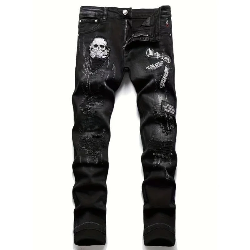 

Faionable Men's Denim Jeans Sli Autumn Wear Extra Wide Fit Fce Lined ort Length V-Ne Youthful Energy Sle