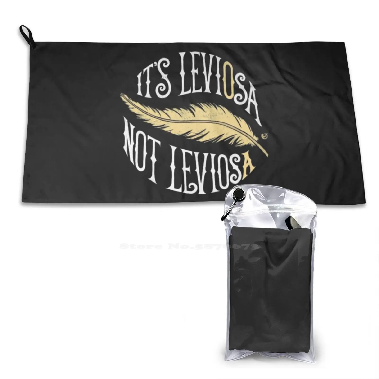 Leviosa Soft Towel Quick Dry Beach Towel Lettering Hermione Granger Wingardium Leviosa Spell Typography Feather The Sorcerers