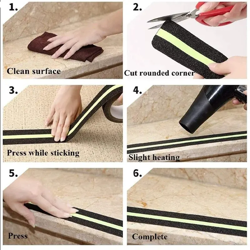 Anti Slip Grip Tape,Frosted Non-slip Traction Tapes With Glow In The Dark,Reduce The Risk Of Slipping Stair Tread Step And Othe