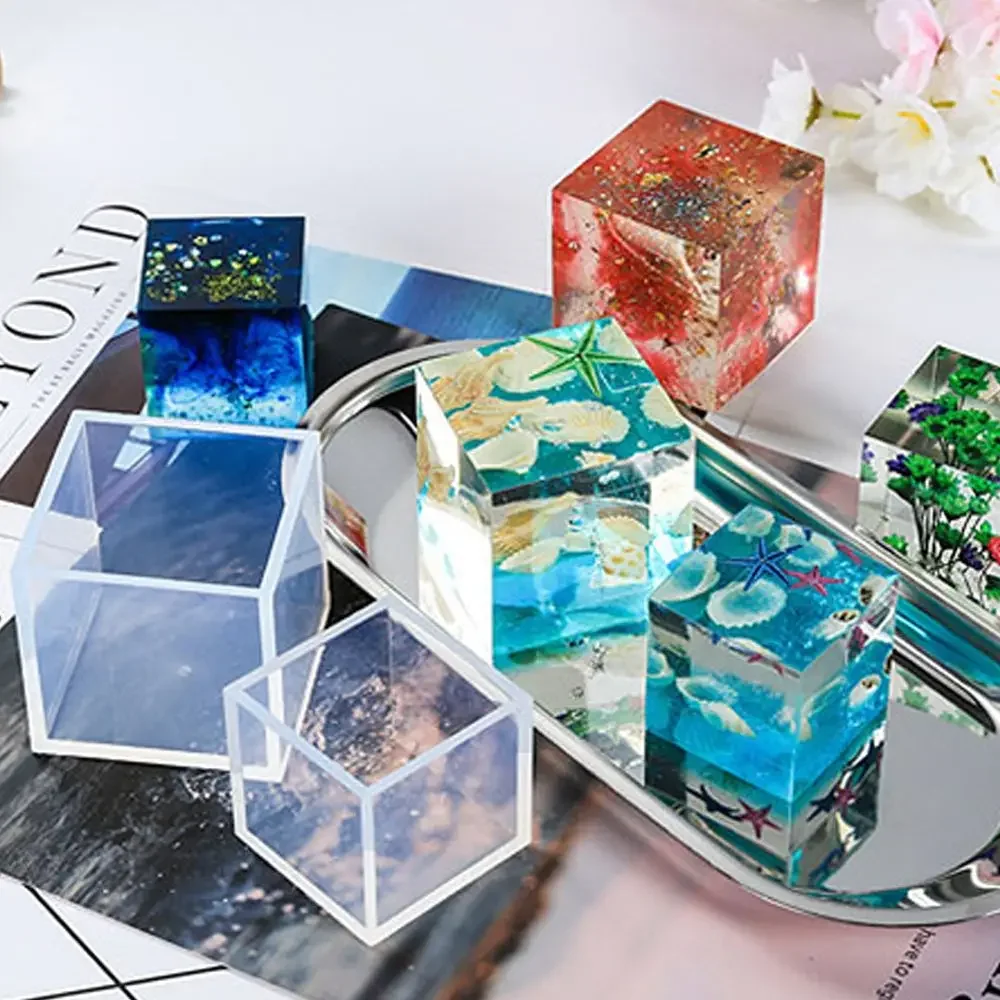 Square UV Epoxy Pendant Resin Mold Cube Molds Silicone Mould Jewelry Making Tools