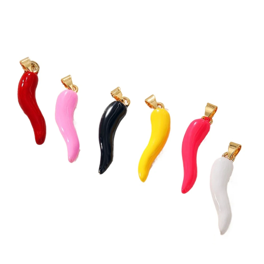 

3 Pcs Cubic Small Chili Colorful Enamel Pendant for Diy Earring Necklace Charm Making Part Copper Gold Plated Jewelry Accessorie