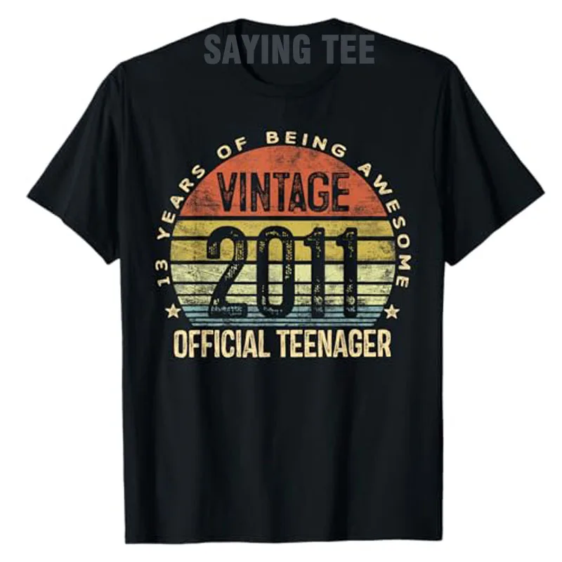 Vintage 2011 Official Teenager 13th Birthday Gifts 13 Yr Old Awesome T-Shirt Born in 2011 Clothes Humor Funny Fashion Saying Tee