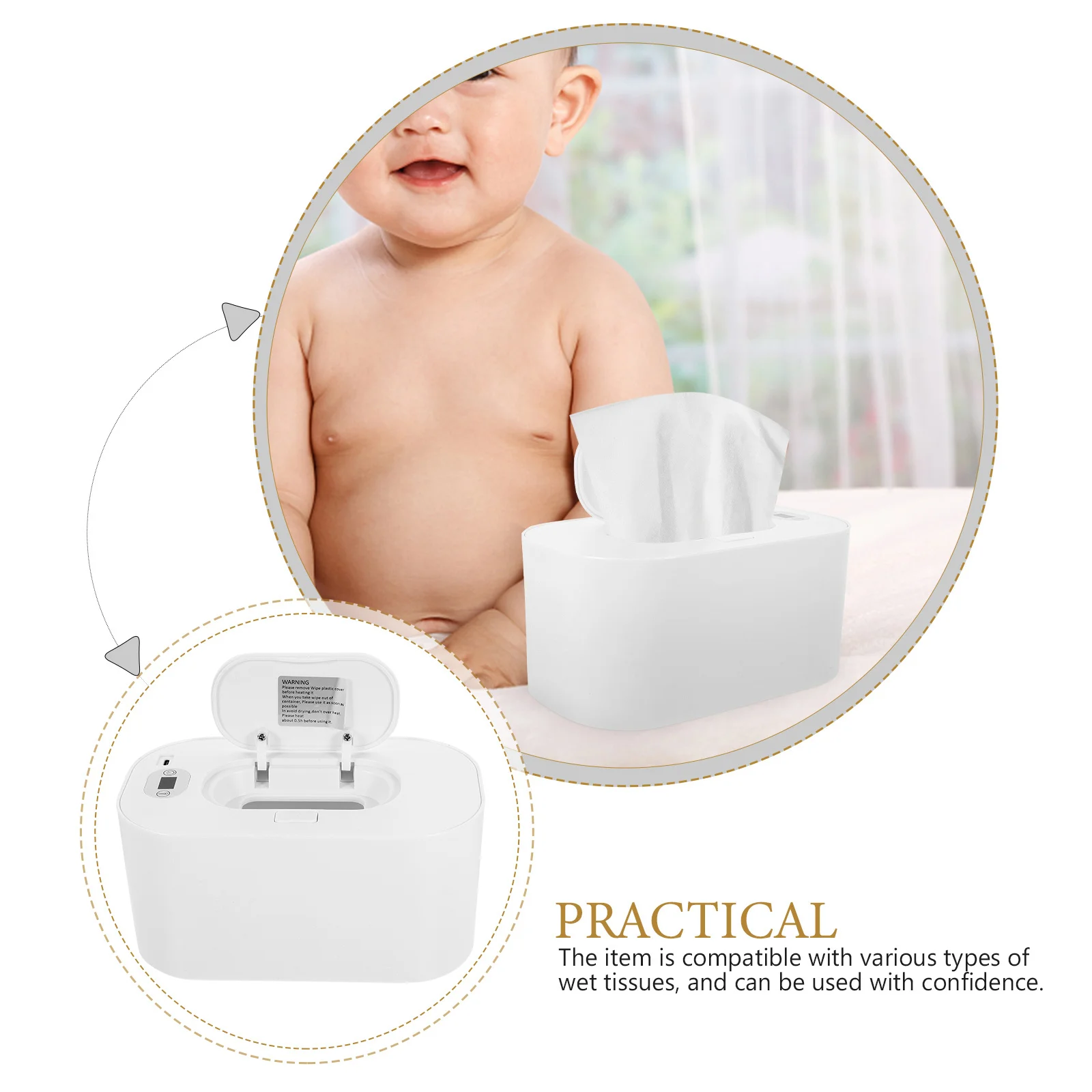 USB-babydoekjeswarmer Draagbare natte tissueverwarmer Compact Lichtgewicht Duurzaam PP ABS voor autoreizen Babycadeau Veegverwarmer