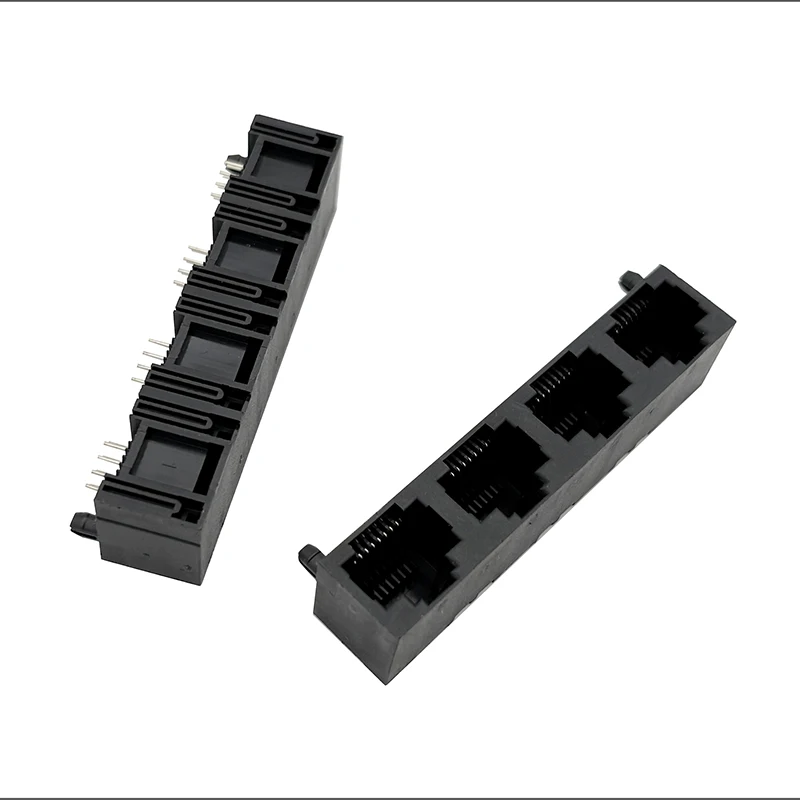 

56 LED RJ45 network socket interface integrated female socket 8P8C four-in-one 1X4 horizontal bent 90-degree round pin