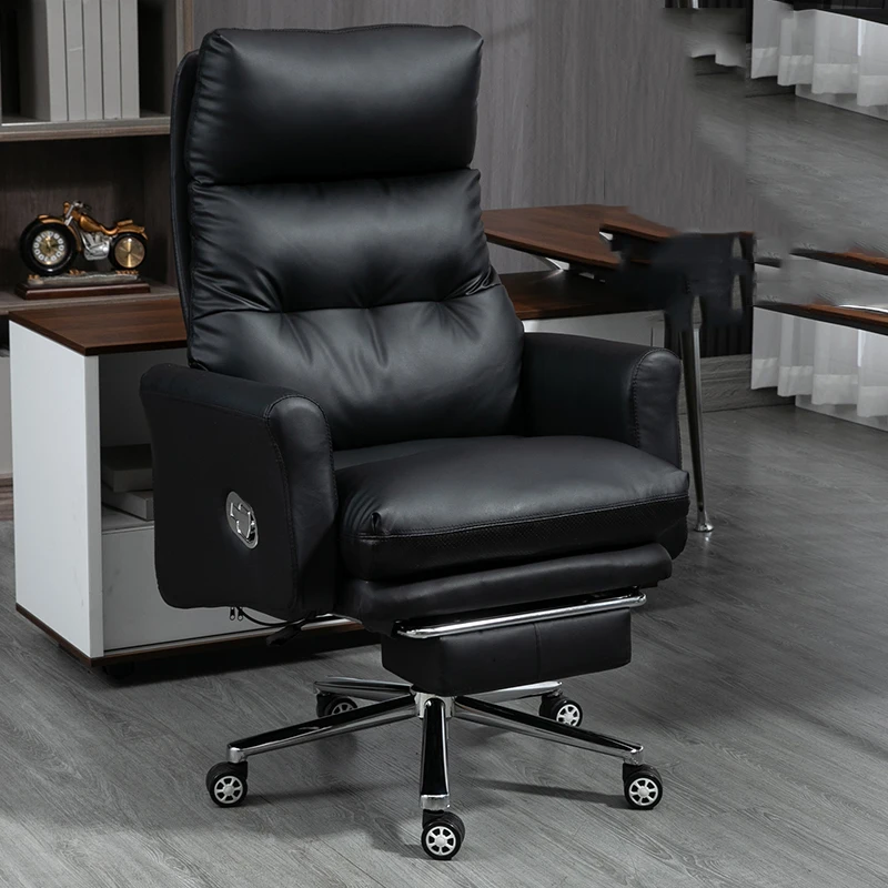 Leather Boss Chair Light Luxury Office Reclining Desk Computer Comfortable Sedentary Sofa Chair Home Study Sessel Furniture