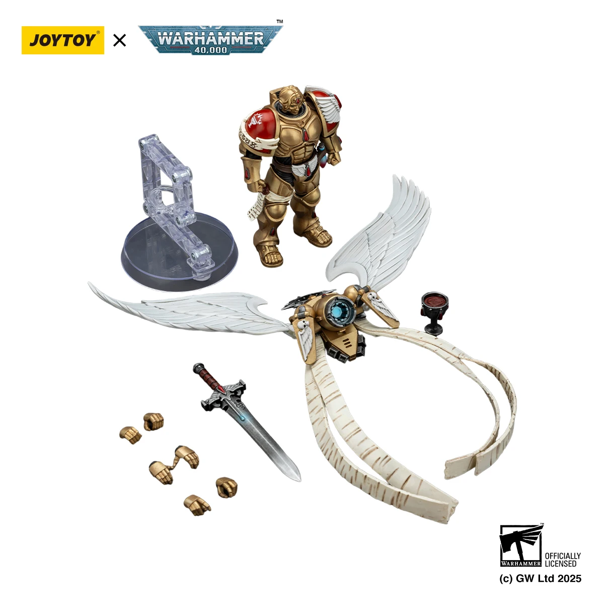 ฟิกเกอร์แอคชั่น JOYTOY Warhammer 40k ขนาด 1/18 บลัดแองเจิลส์ ซันกิวเนอร์ พร้อมดาบเอ็นคาร์ไมน์