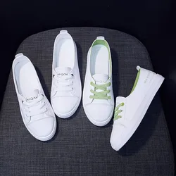 Comemore Demi-season Flat scarpe vulcanizzate da donna primavera estate nuovi mocassini Casual ballerine in pelle Pu Sneakers bianche da donna