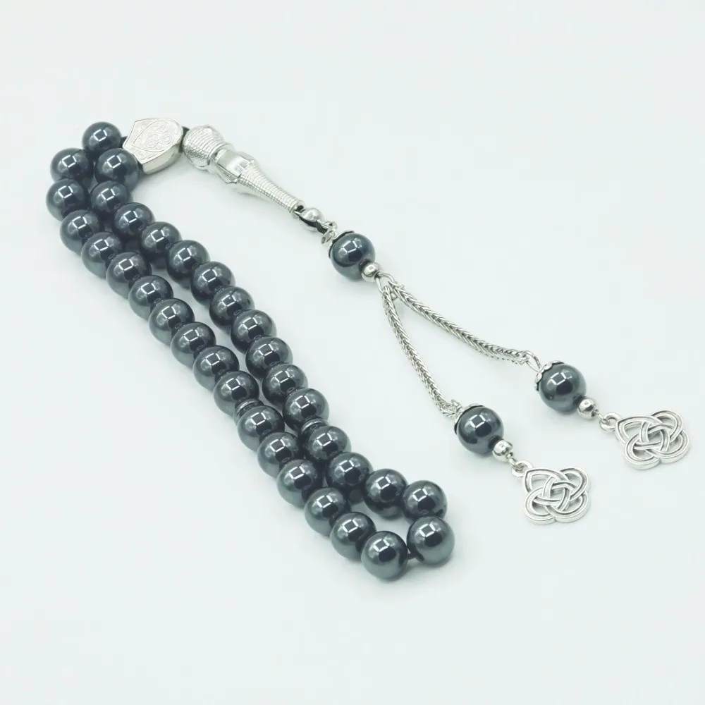 Handmade Retro Prayer Beads 33 Beads Stone Dhikr Beads 8mm Diameter Tassel Beads for Hajj Daily Dhikr