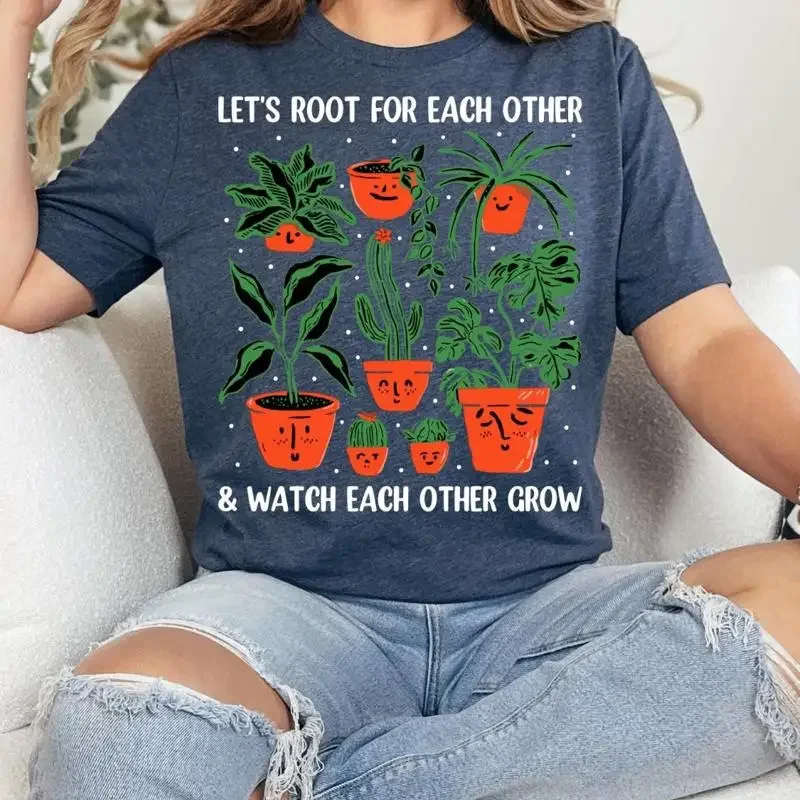 Let'S Root For Each Other And Watch Grow Gardening Vegetable Green Thumb Spring Plant Lady Sweater T Shirt Uplifting