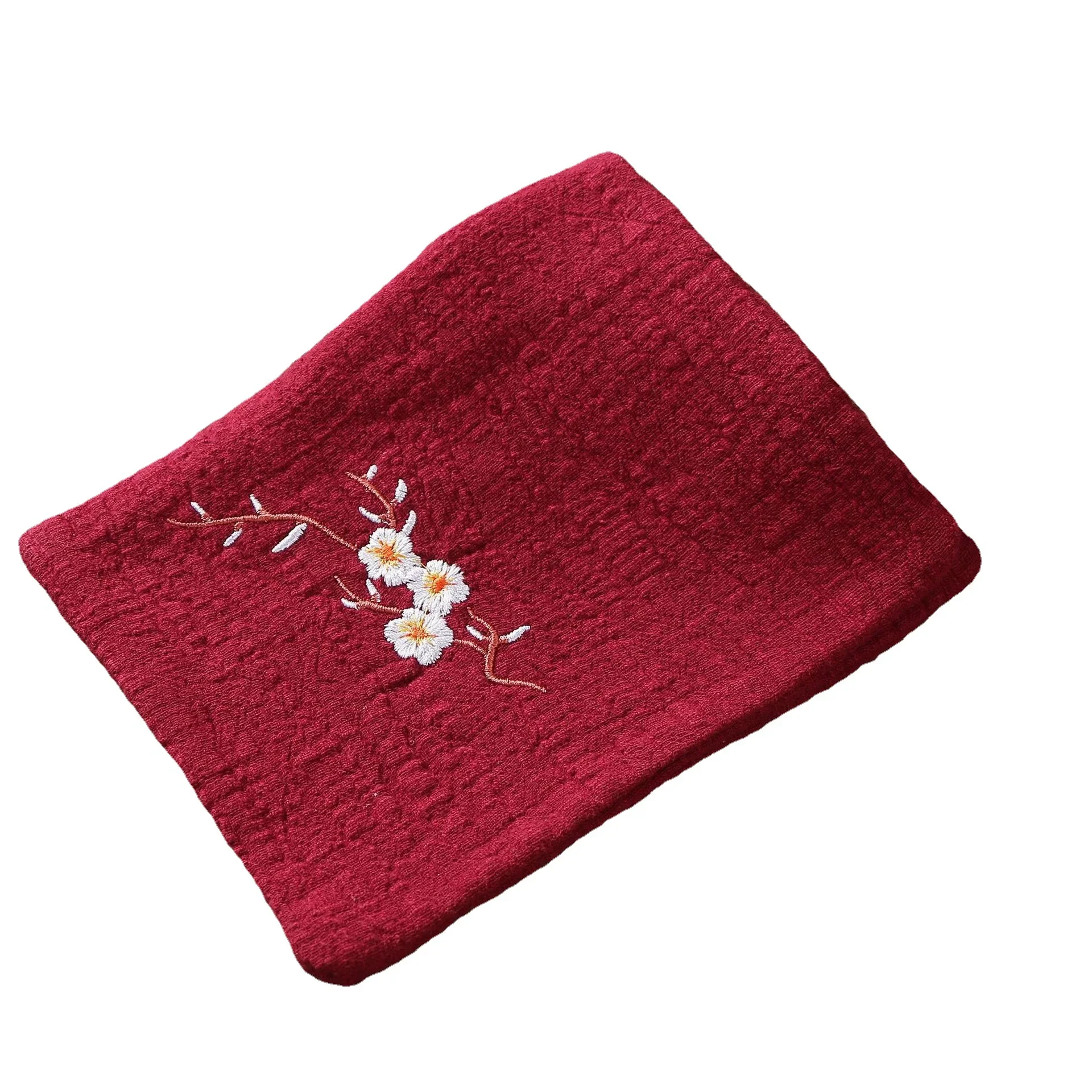 Cotton Linen Chinese Style Zen Tea Towel Absorbent Thickened Rag Flower Embroidery Tea Towel Tea Coaster Accessories