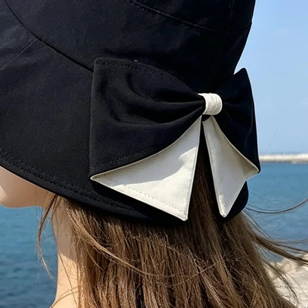 Breathable Sun Hat Summer Beach Hat Women Summer Sun Hat with Back Bowknot Wide Brim Uv Protection Bucket Outdoor Travel Hiking