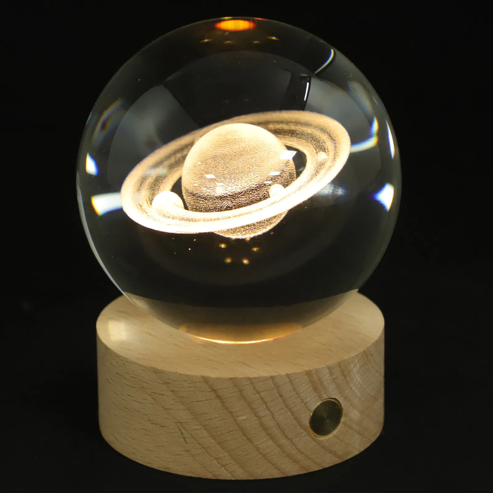 

3D Saturn Crystal Ball Night Light Adorable Cartoon Style Portable Table Lamp for Bedroom Living Room Courtyard Housewarming