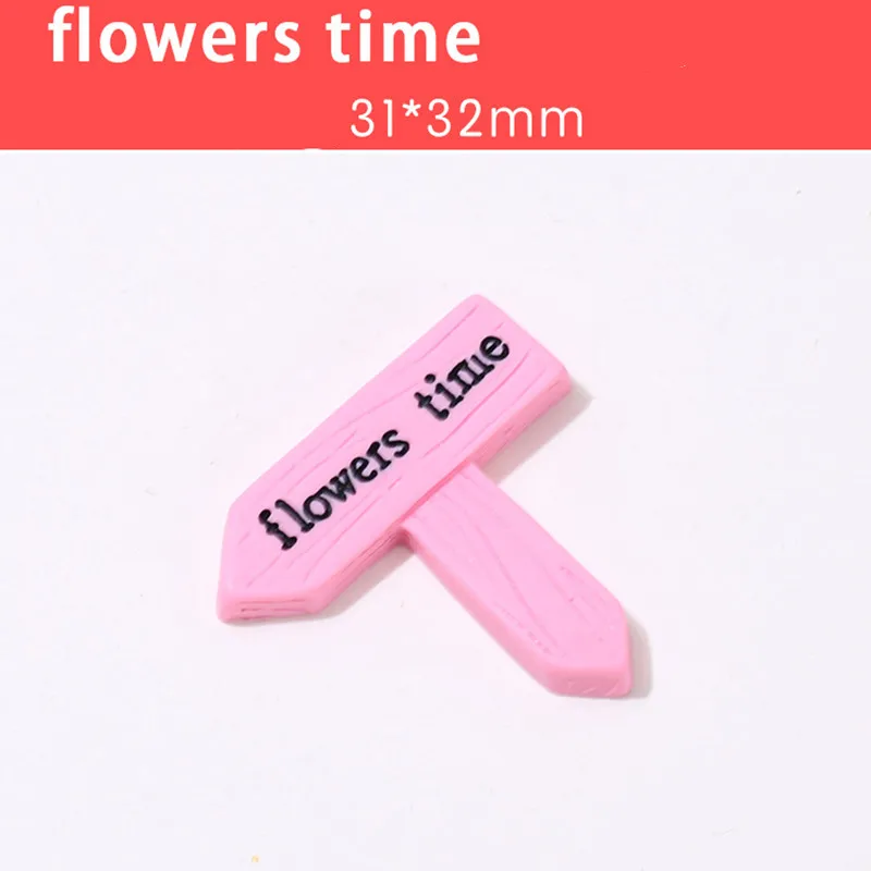 10pcs New Big Fingerpost Resin Flatback Cabochons Charms Lovely Flower Time Signpost Flat Back Embellishments for Scrapbooking