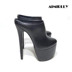 Women's Platform Ankle Boots Round Toe High Heels Booties Fashion Ladies Spring Autumn Shoes in Black Slip On Customized shoe