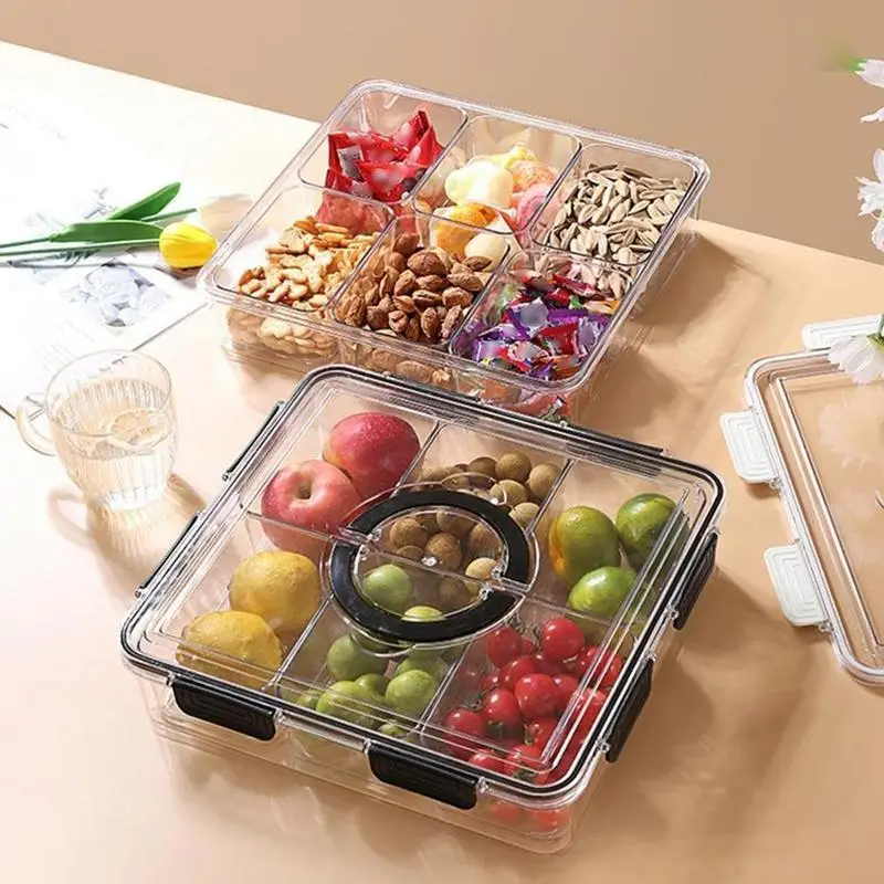 

Fridge Organizer With Lids Fresh-Keeping Food Container Fridge Organizers Transparent 6-Grid Kitchen Containers For Vegetables