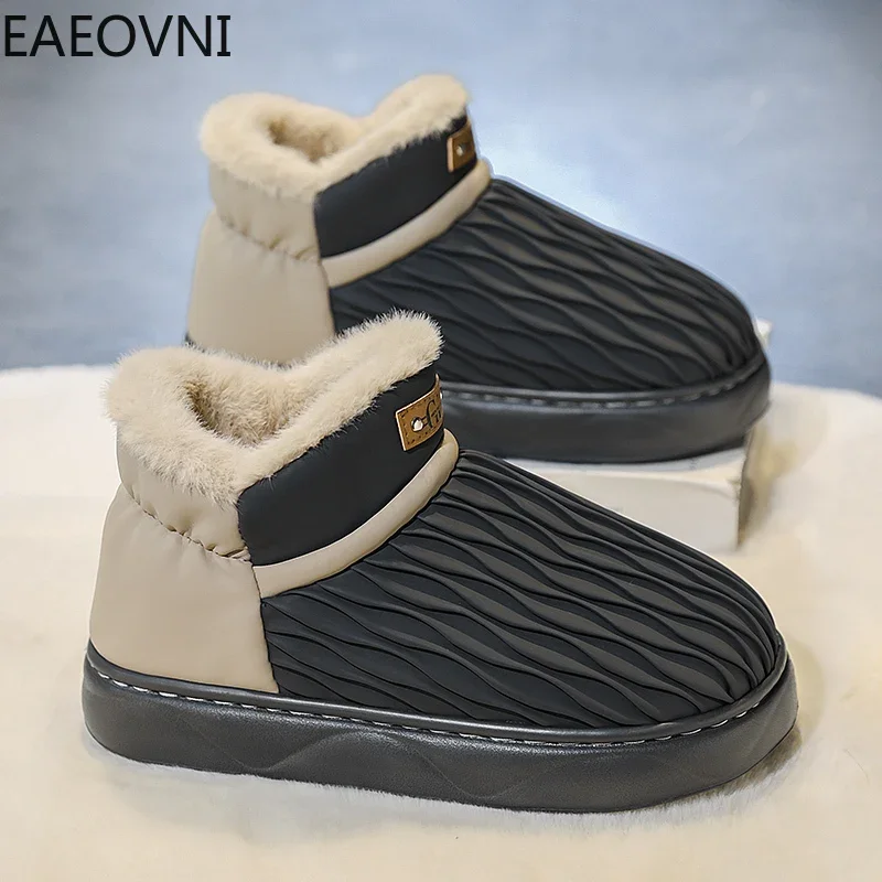 Booties for Men Snow Boots Slip-on Water Proof Trendy All-match Hard-wearing Designed Outdoor Boot Sole Shoes New Arrival Young