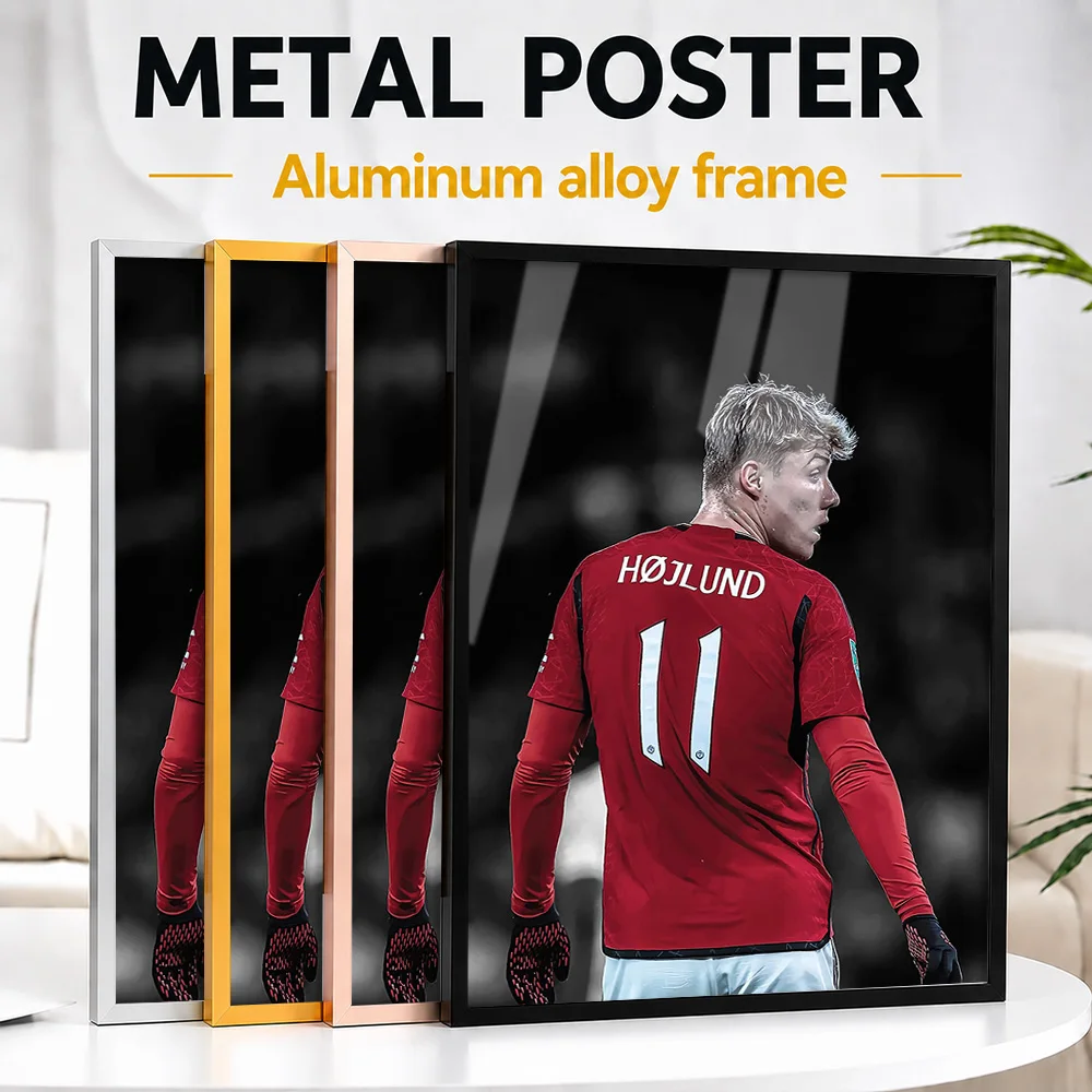 Rasmus Hojlund Number Eleven Back View Framed Metal Poster Personalized Victory Tribute Wall Art Ideal For Football Fans In Gym