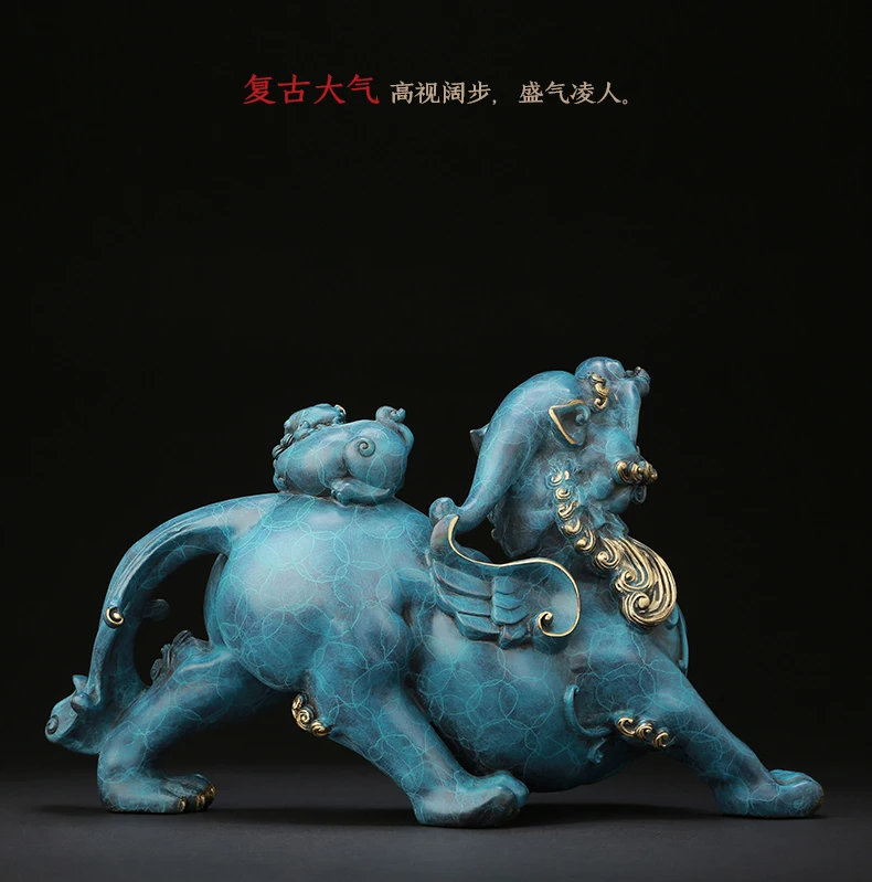 متجر المنزل شركة متجر التميمة تعويذة جلب الثروة المال حسن الحظ التنين بي شيو البرونزية النحت فنغ شوي تمثال ديكور