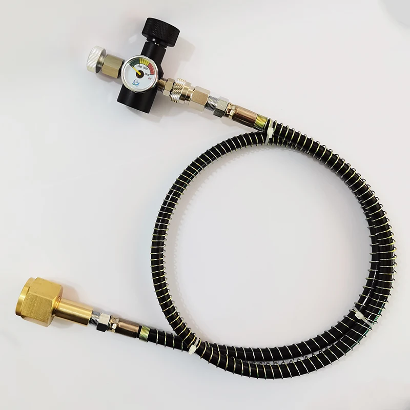 Soda Water Air Connect Co2 Cylinder Tank (TR21-4 Thread Type) Refill Adaptor With Hose Gauge Kit W21.8-14 G3/4 CGA320 Connector