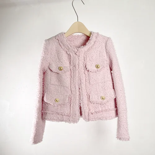 핑크 프렌치 스몰 향수 코트 여성 용수철, 부드러운 트위드 태슬 캐주얼 패션, 한국 시크 여성 긴팔 재킷, 신상