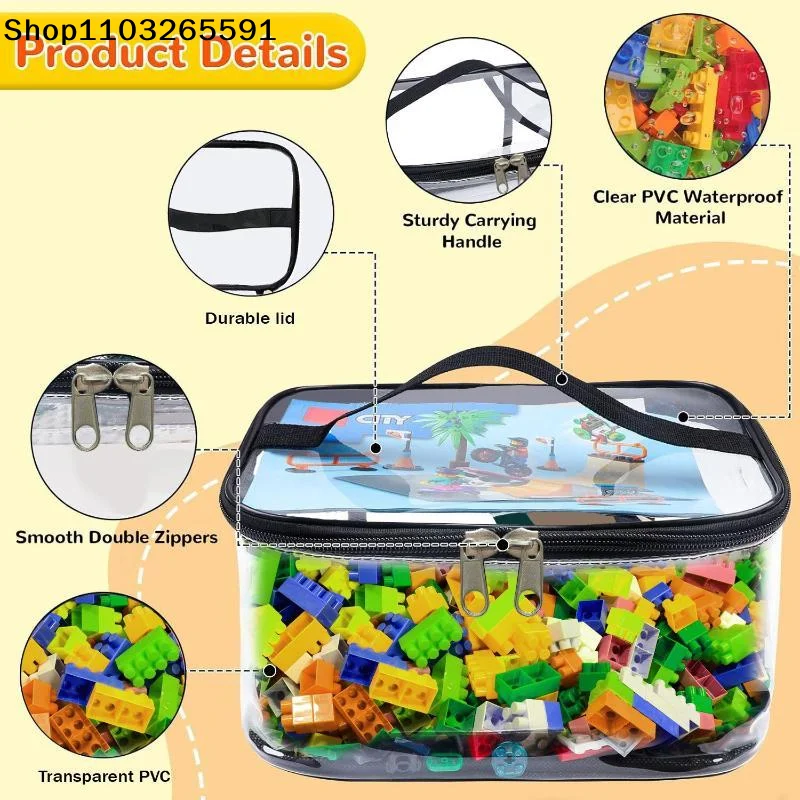 For Toy And Building Block Storage Transparent Mesh Zipper Toy Storage Bag Large Capacity Puzzle And Block Organizer