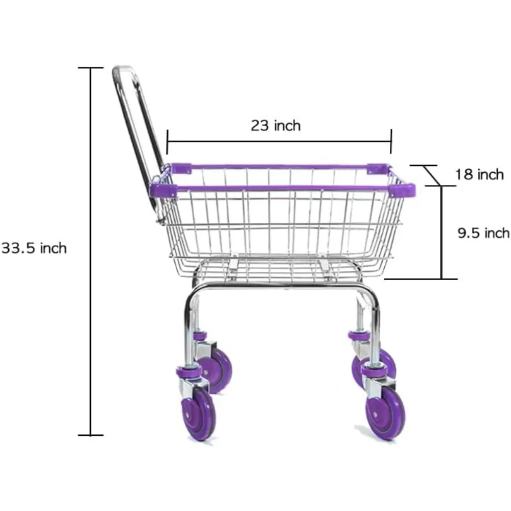 Handle Grocery & Laundry CART 1.5 Bushel Metal Red, Blue Trim Blue