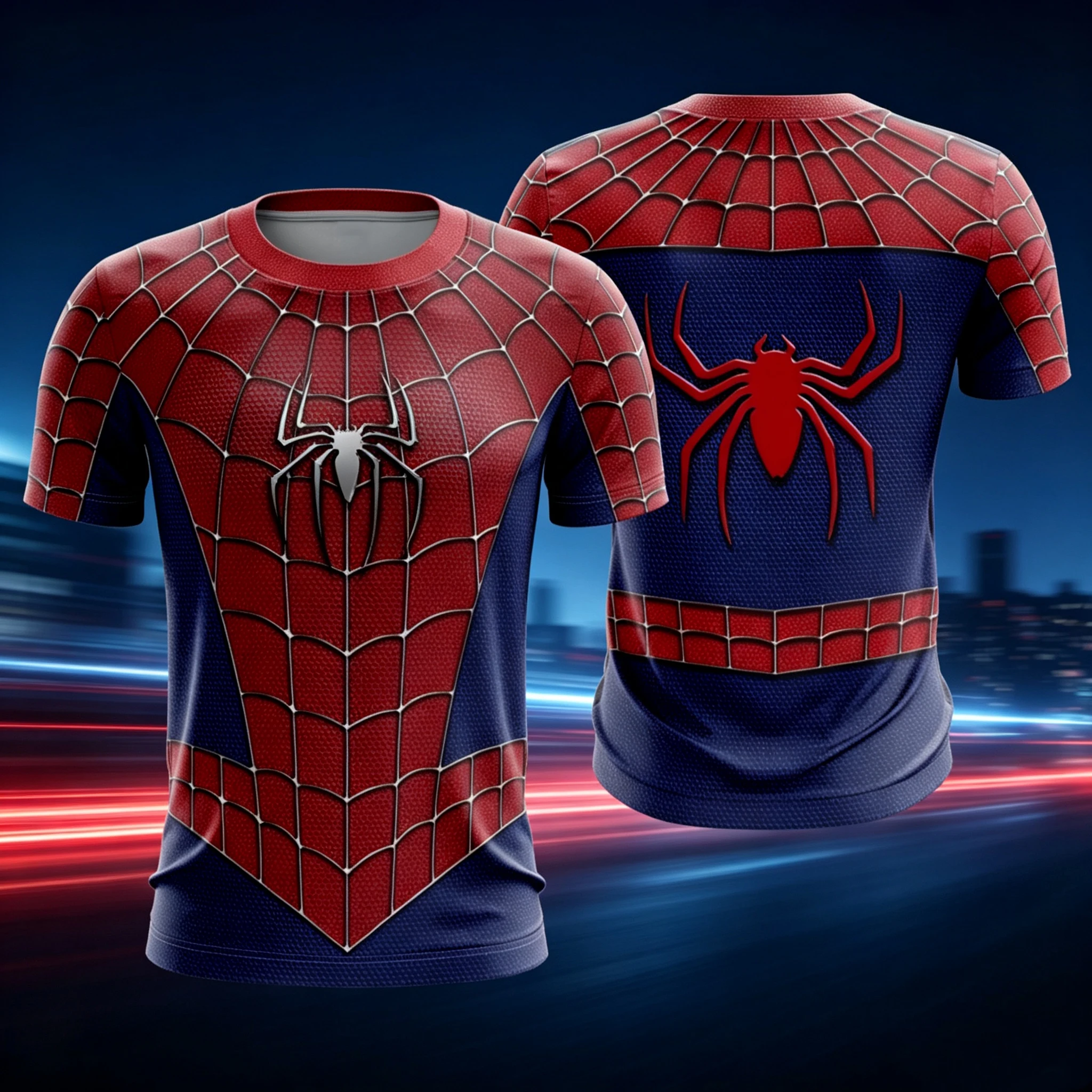 Hot Toys Super Hero Movie Hero Role Playing T Family Summer Breathable Fitness Sports Spider Top Family Matching Clothing