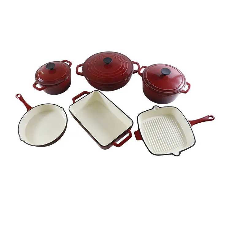 Kitchenware Cookware Sets Enamel Cast Iron Casserole Pot Cookware Sets With Factory Price