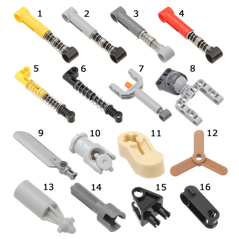 Multistyles Technology Building Blocks Drive Steering Bricks Shock Absorber Technical Parts Rod Connector Wheel Push