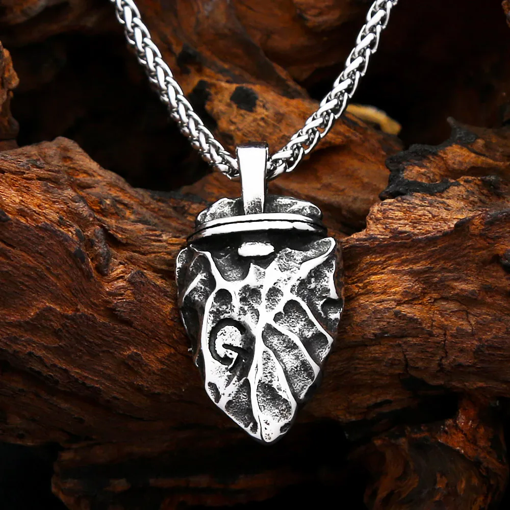 Vintage Viking Arrowhead Stainless Steel Pendant Necklace Spear Tip Rune Amulet For Men Women Fashion Charm Jewelry Accessories