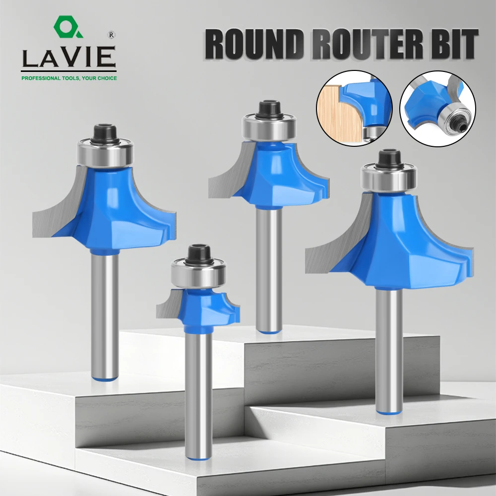 

LAVIE 1pc 6mm 6.35mm Corner Round Over Router Bit With Bearing For Wood Woodworking Tool Milling Cutter MC01035S